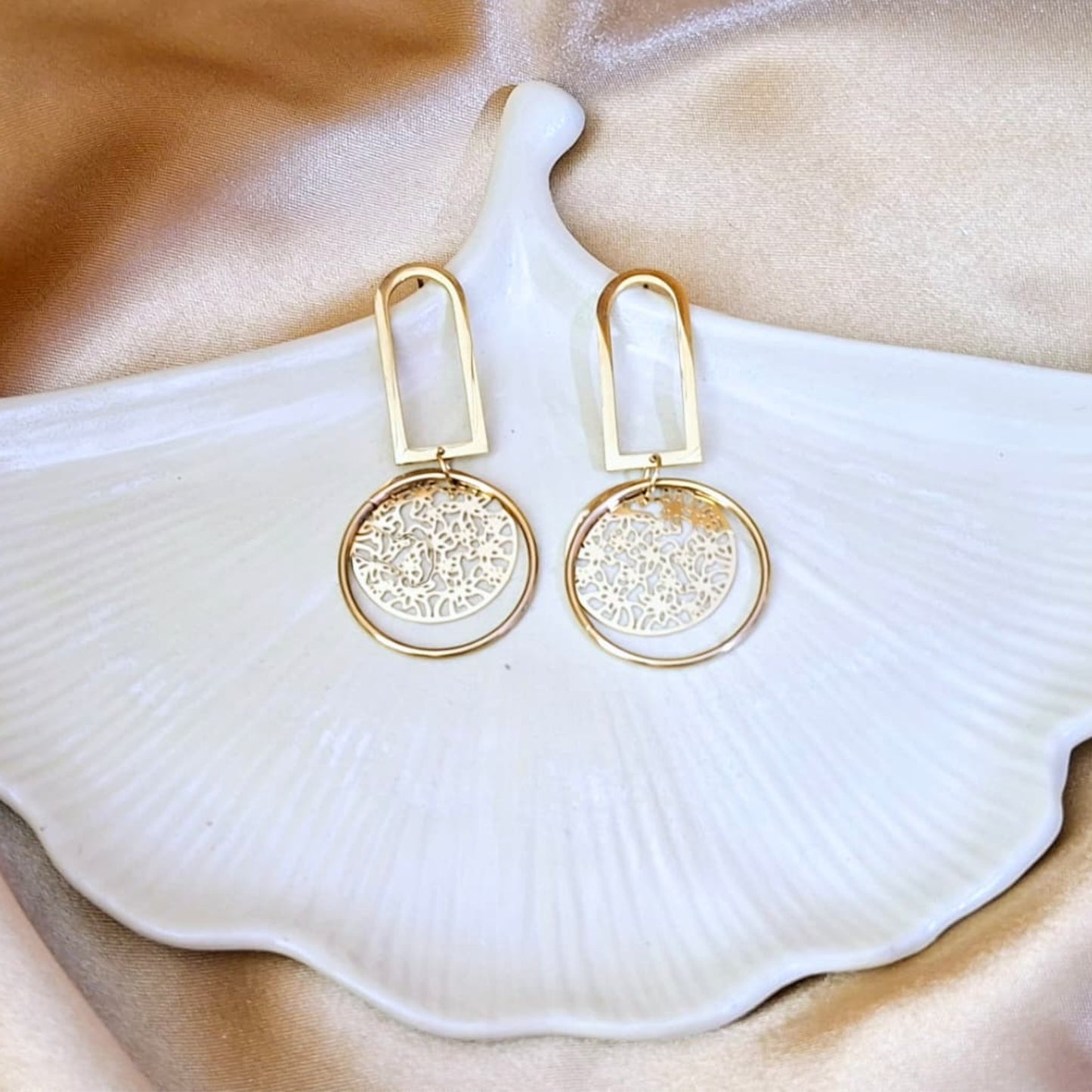 Gold Filigree Disc Earrings