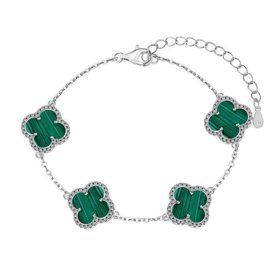 Clover Green Silver Bracelet
