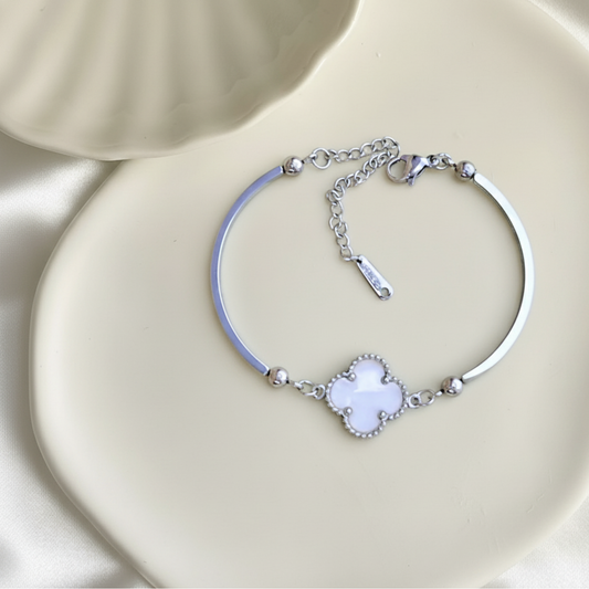 White Clover Silver Bracelet