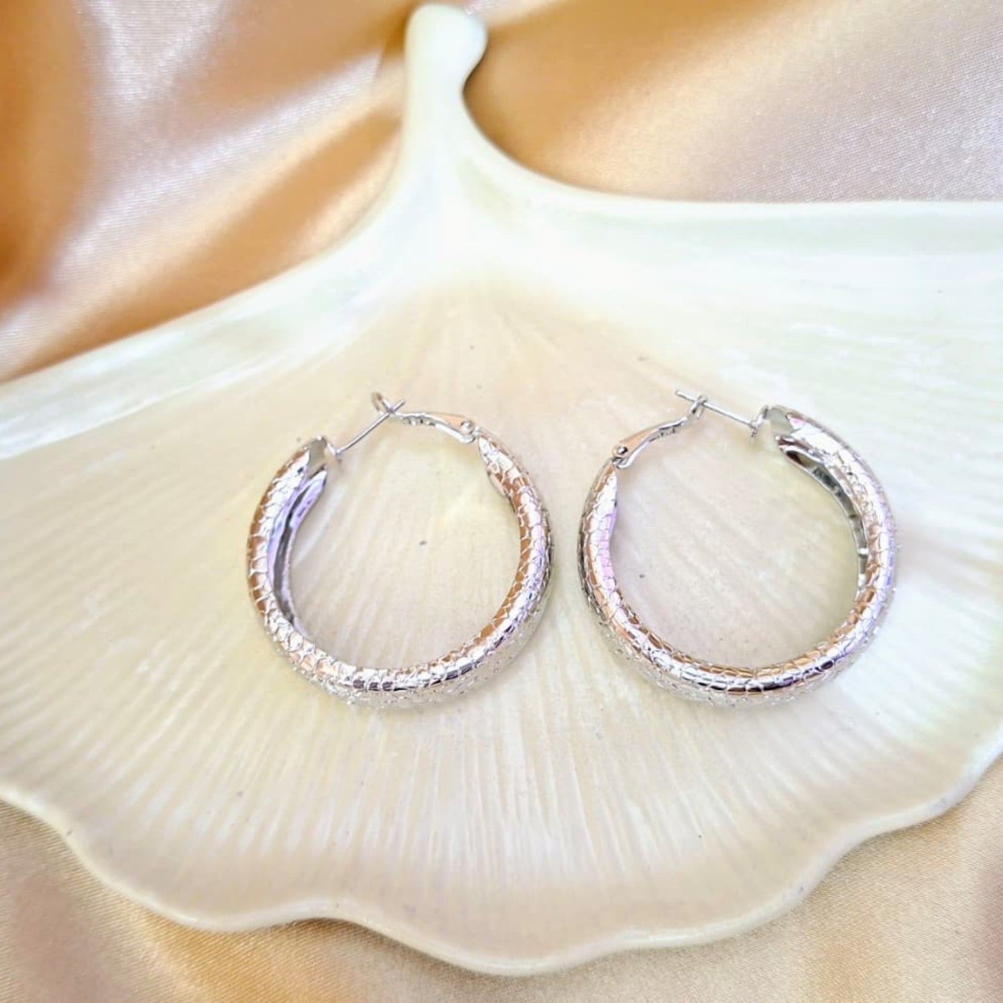 Glitter Silver Hoops