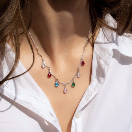 Gemstones Silver Chain