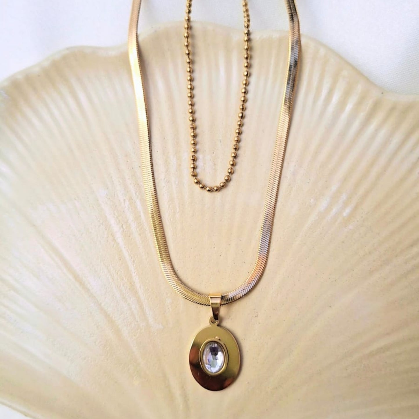 2 Layer Stone Stud Stunning Chain